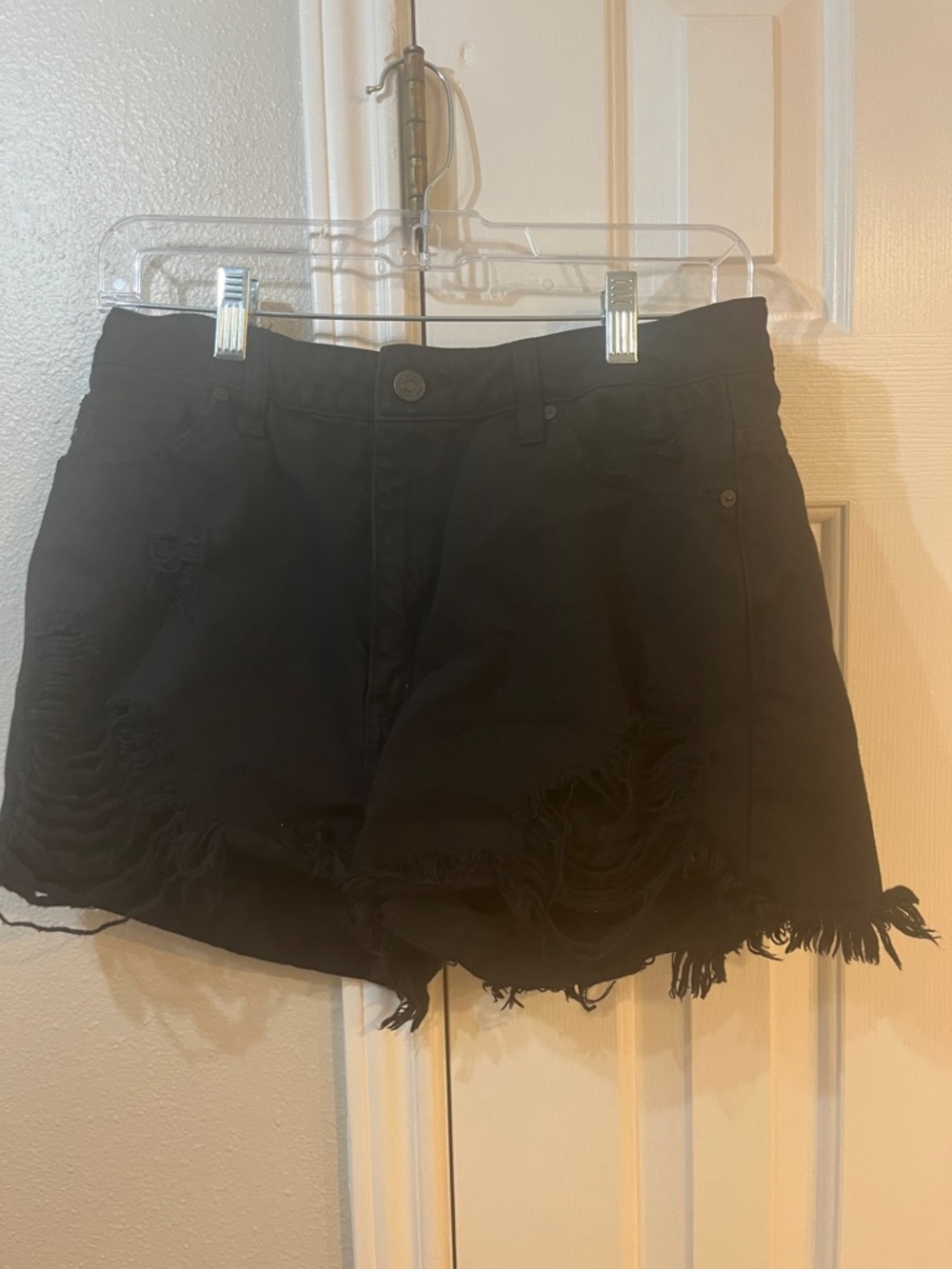KanCan Black Distressed Frayed Denim Shorts